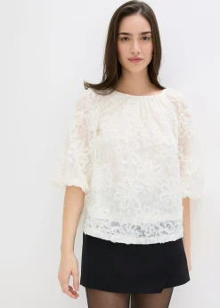 Blusa sin cierre con estampado floral texturizado Mujer Camisas Y Blusas