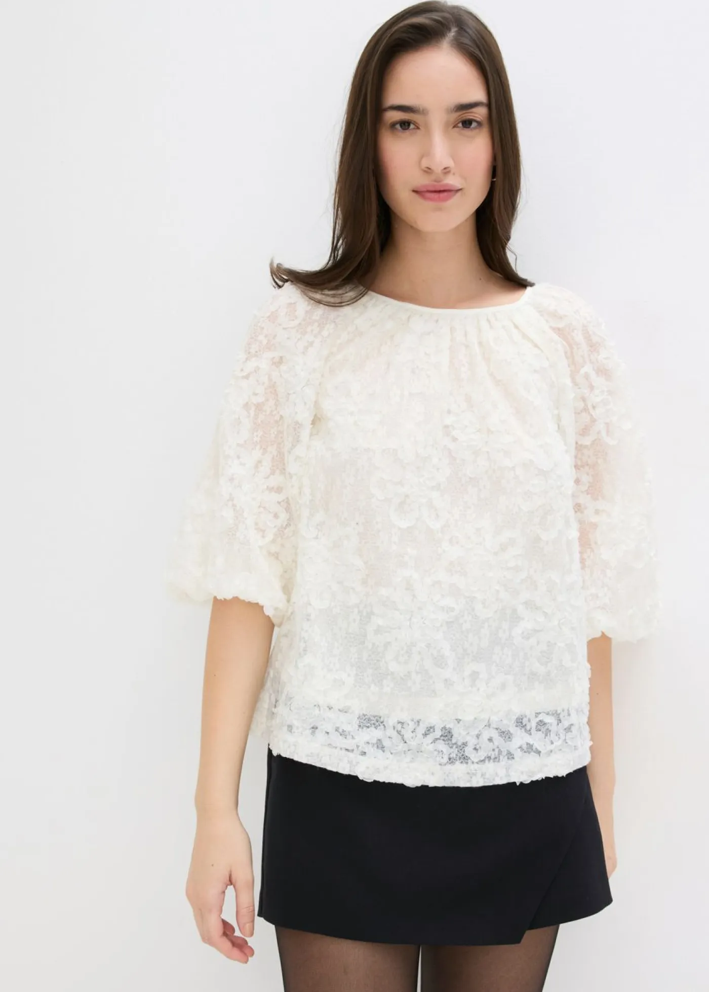 Blusa sin cierre con estampado floral texturizado Mujer Camisas Y Blusas