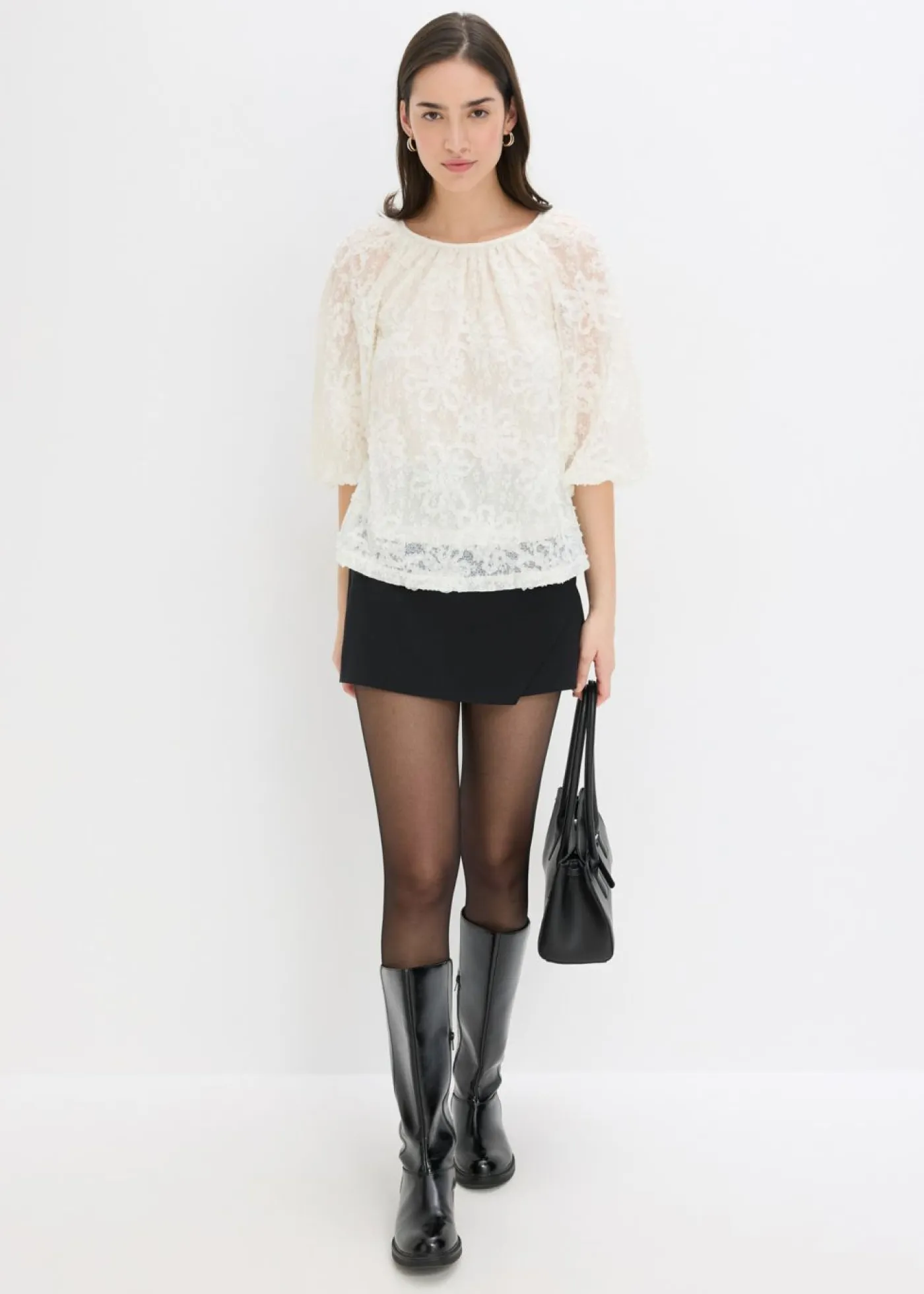 Blusa sin cierre con estampado floral texturizado Mujer Camisas Y Blusas