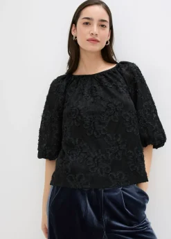 Hot Blusa sin cierre con estampado floral texturizado Mujer Camisas Y Blusas