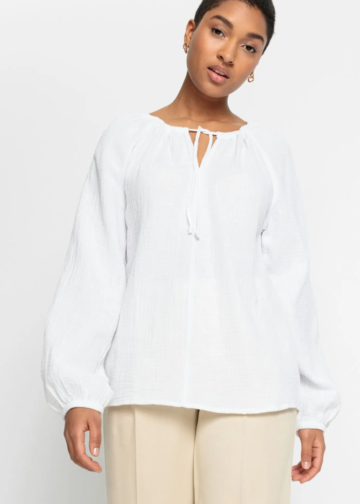New Blusa sin cierre de muselina ligera Mujer Camisas Y Blusas|Novedades