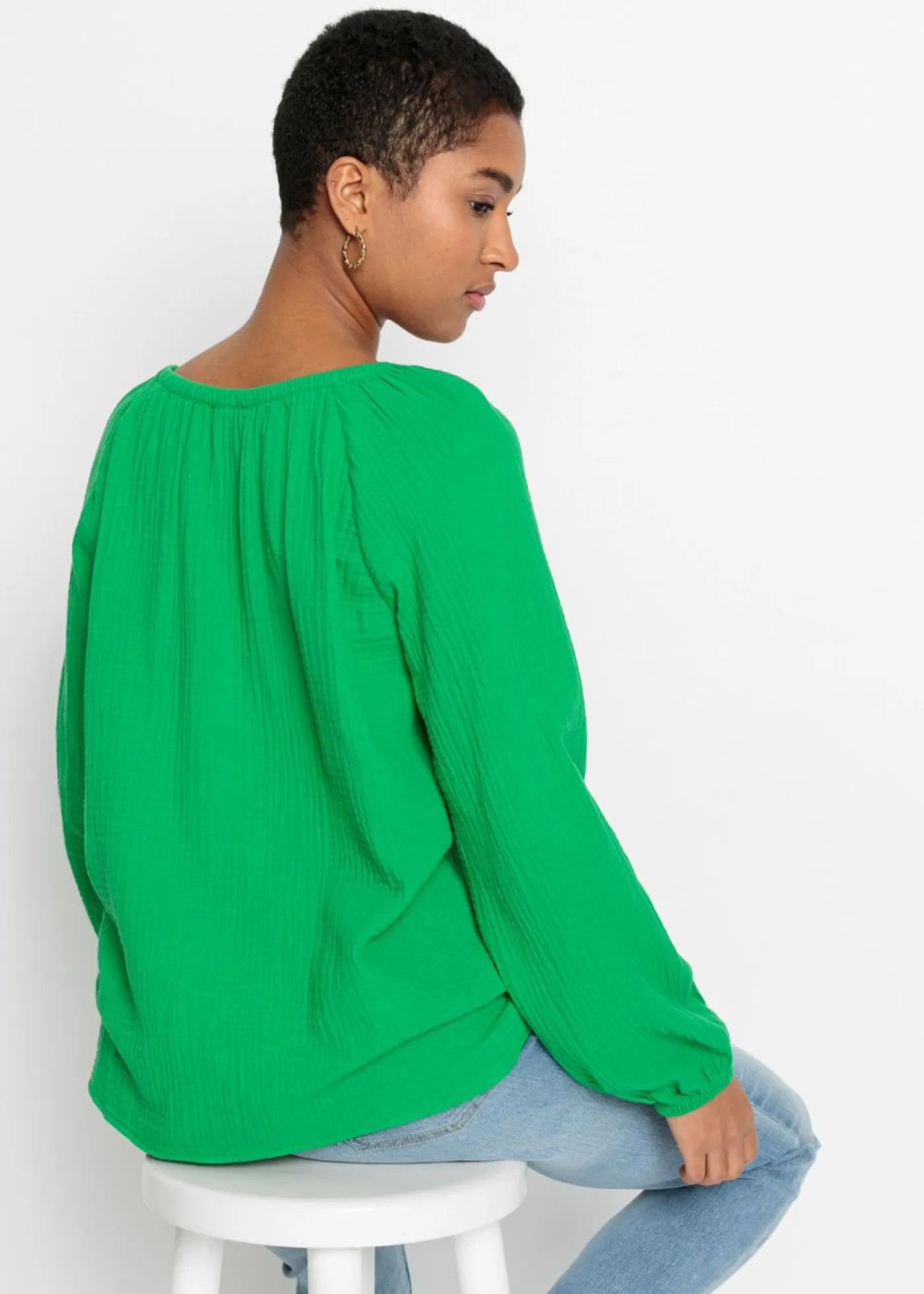 Best Blusa sin cierre de muselina ligera Mujer Camisas Y Blusas|Novedades