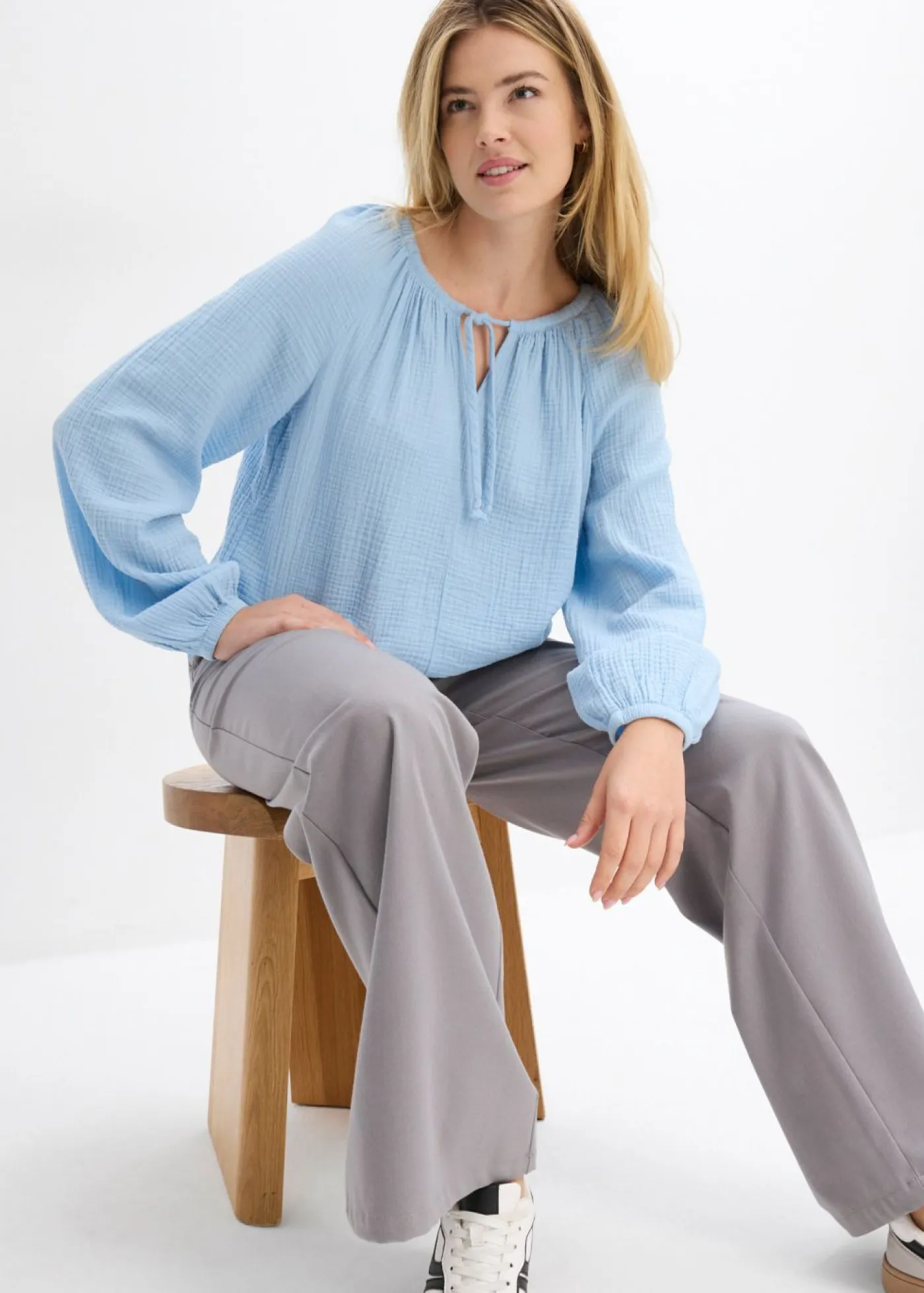 Hot Blusa sin cierre de muselina ligera Mujer Camisas Y Blusas|Novedades