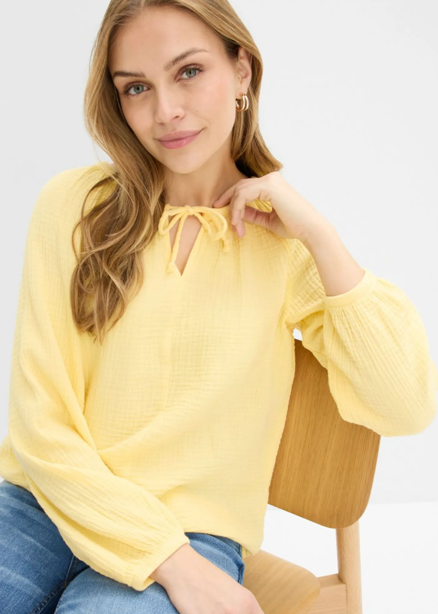 Sale Blusa sin cierre de muselina ligera Mujer Camisas Y Blusas|Novedades