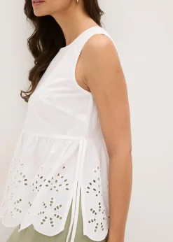 Discount Blusa sin mangas con abertura y bordado calado Mujer Camisas Y Blusas|Camisetas