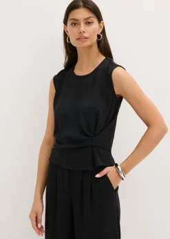 Hot Blusa sin mangas con nudos Mujer Camisas Y Blusas|Camisetas
