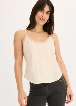 Best Blusa sin mangas de algodón puro con bordado calado Mujer Camisas Y Blusas|Camisetas