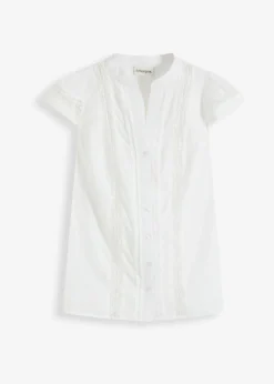Discount Blusa sin mangas de algodón puro con bordado calado Mujer Camisas Y Blusas|Camisetas