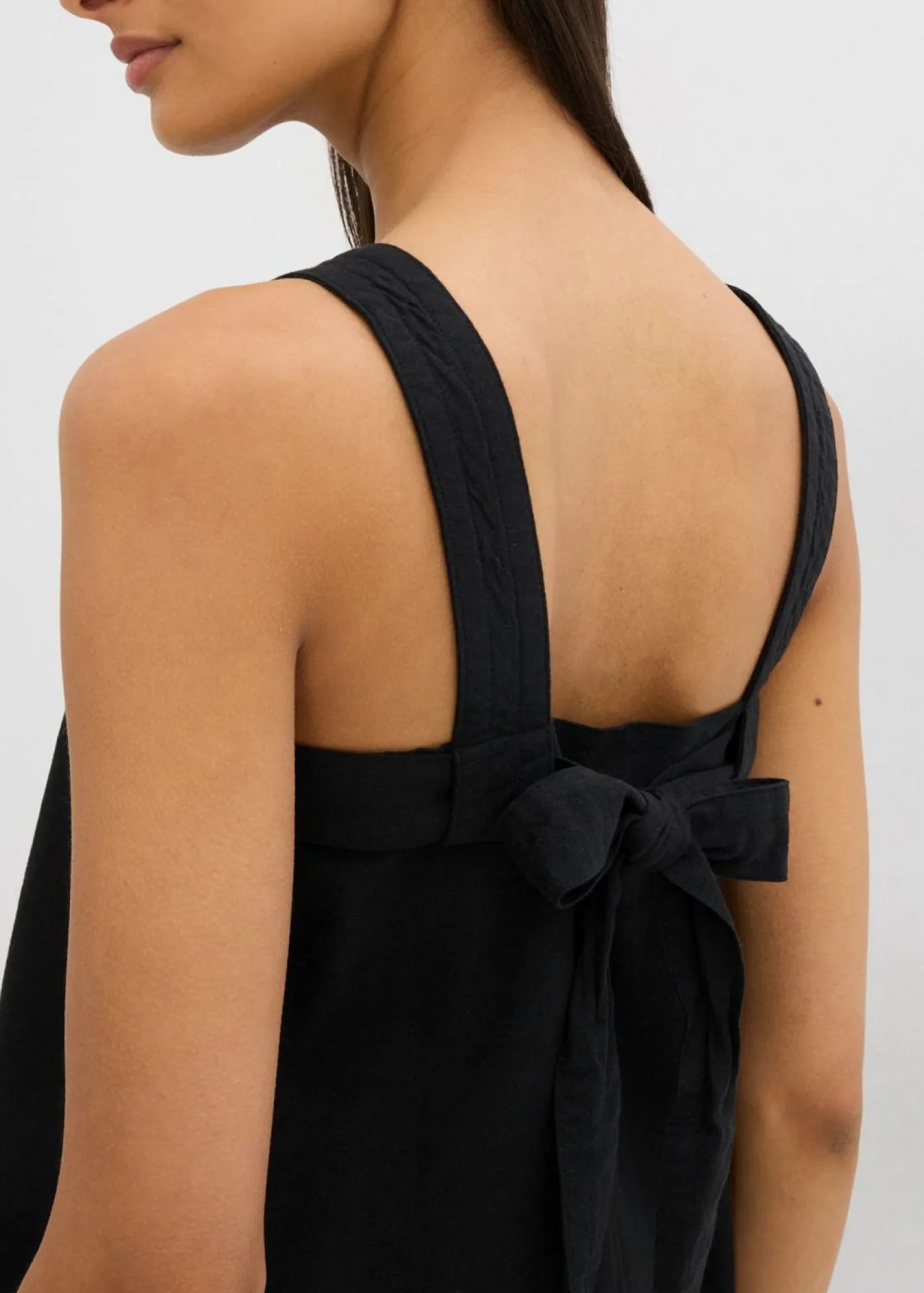 Hot Blusa sin mangas de mezcla de viscosa con detalle de lazo en la parte trasera Mujer Esenciales|Camisas Y Blusas