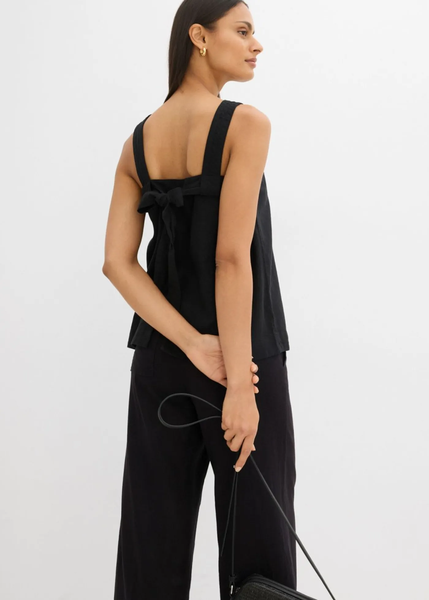 Hot Blusa sin mangas de mezcla de viscosa con detalle de lazo en la parte trasera Mujer Esenciales|Camisas Y Blusas