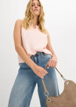 Outlet Blusa sin mangas de viscosa suave Mujer Camisas Y Blusas|Camisetas