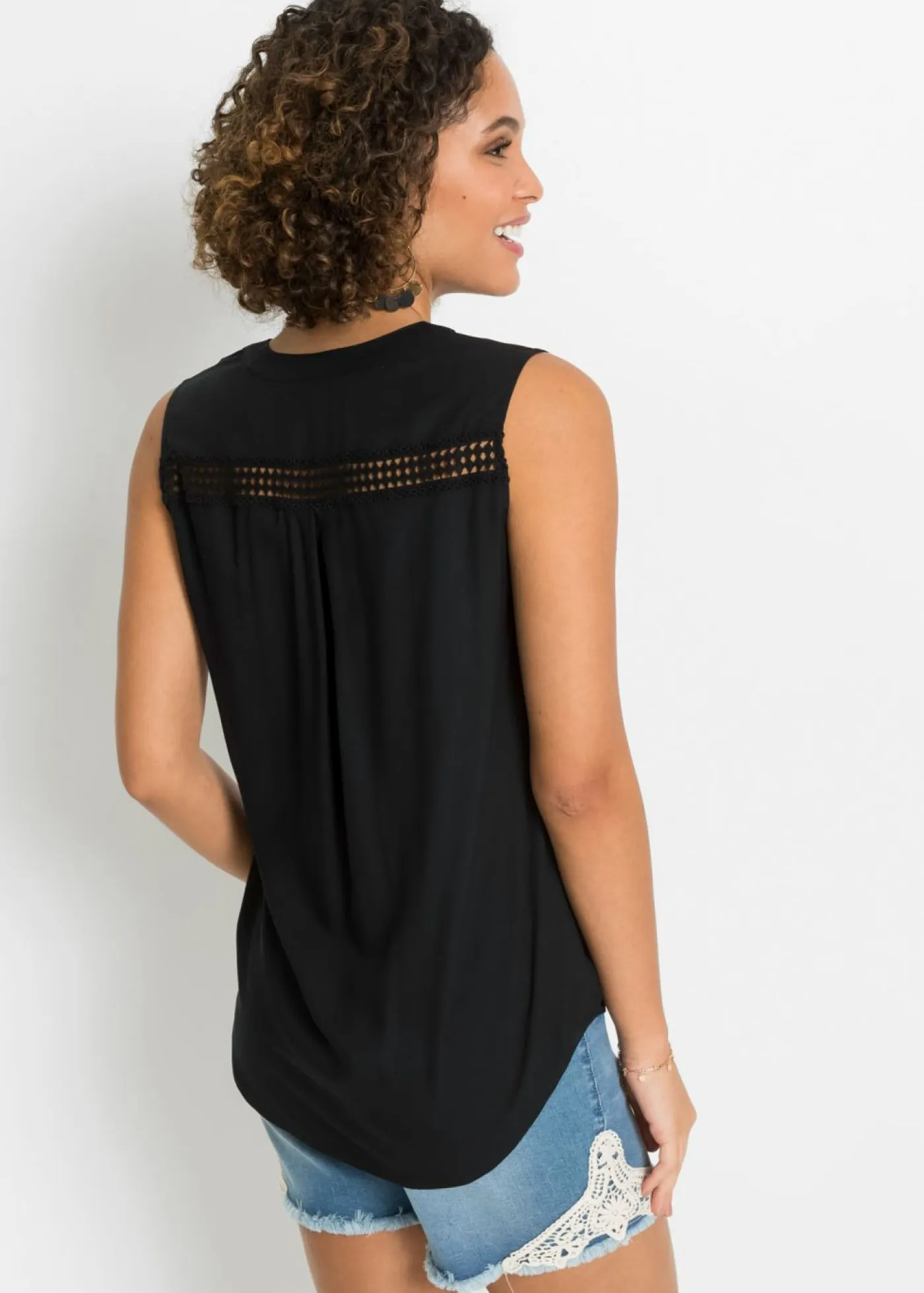 Discount Blusa sin mangas de viscosa pura Mujer Camisas Y Blusas|Camisetas