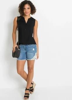 Discount Blusa sin mangas de viscosa pura Mujer Camisas Y Blusas|Camisetas