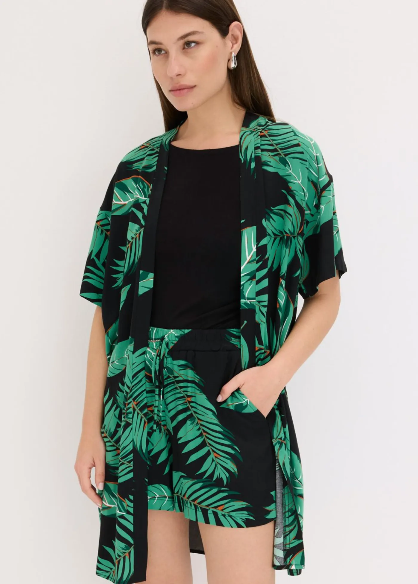 Blusa tipo kimono de viscosa fluida Mujer Conjuntos De Ropa|Camisas Y Blusas