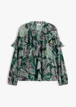 Hot Blusa tipo túnica con volantes Mujer Camisas Y Blusas