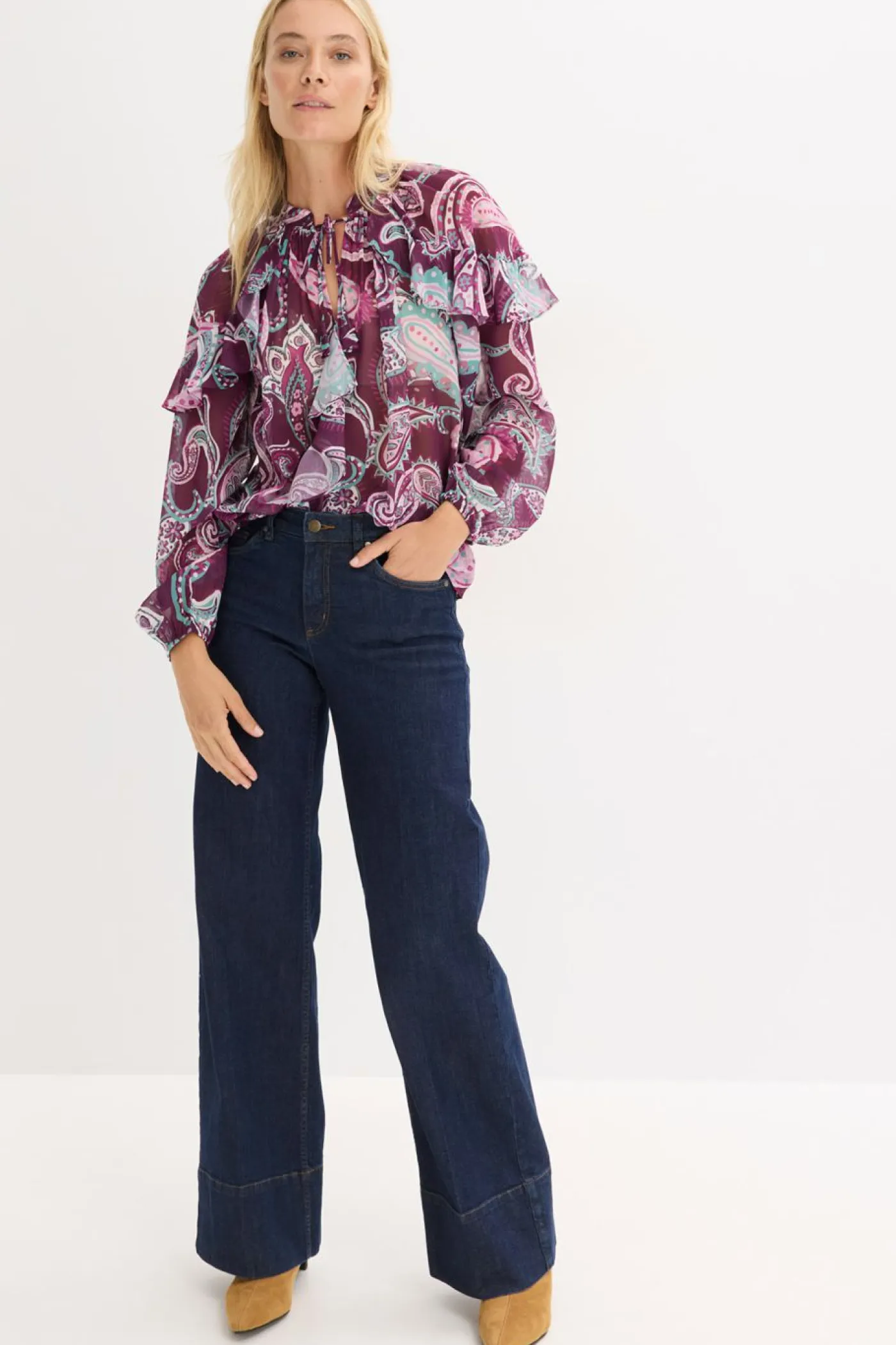 Clearance Blusa tipo túnica con volantes Mujer Camisas Y Blusas