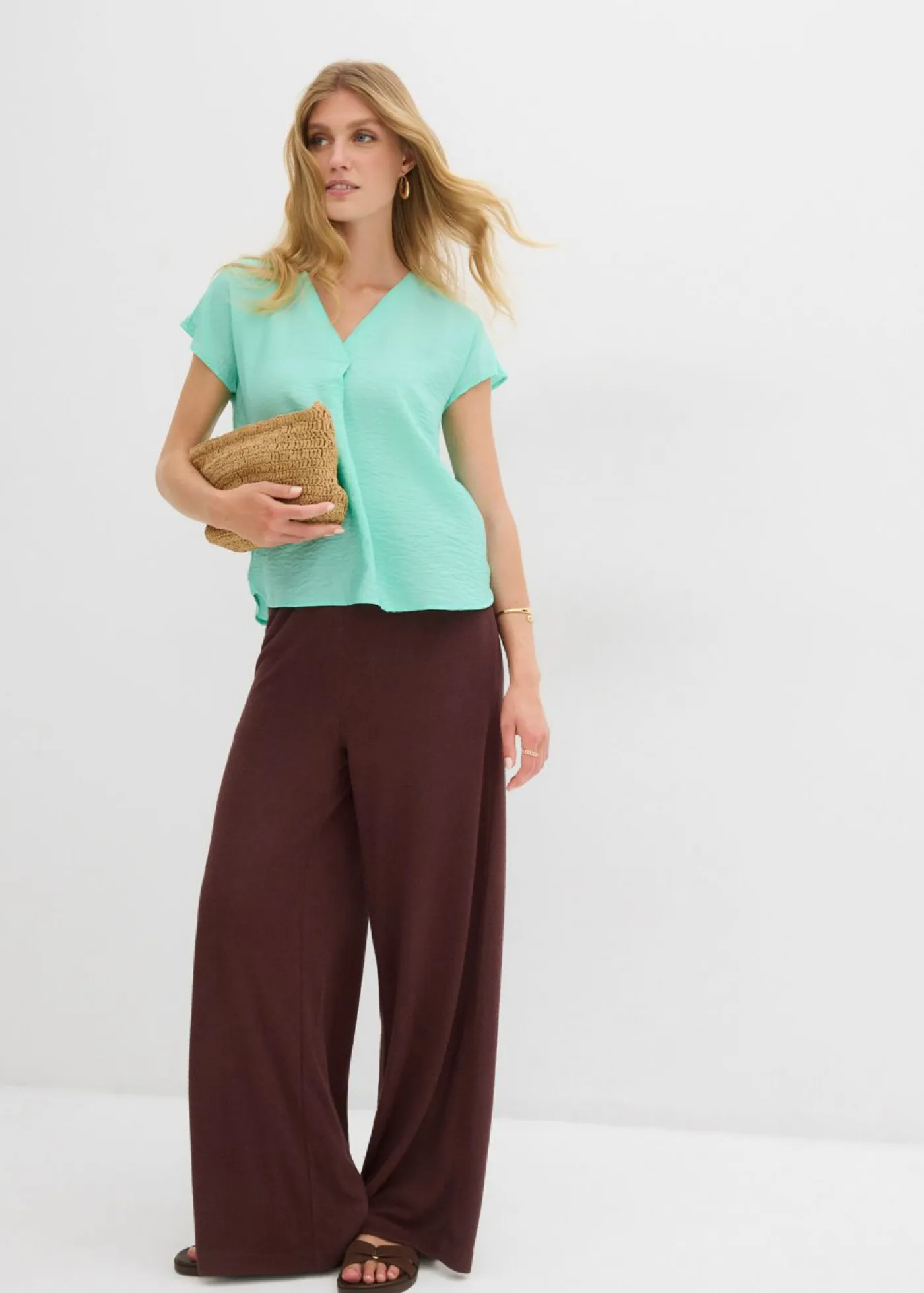 Hot Blusa tipo túnica de mezcla de viscosa fluida Mujer Camisas Y Blusas