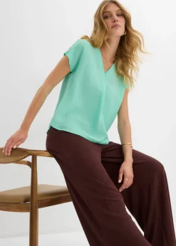 Hot Blusa tipo túnica de mezcla de viscosa fluida Mujer Camisas Y Blusas