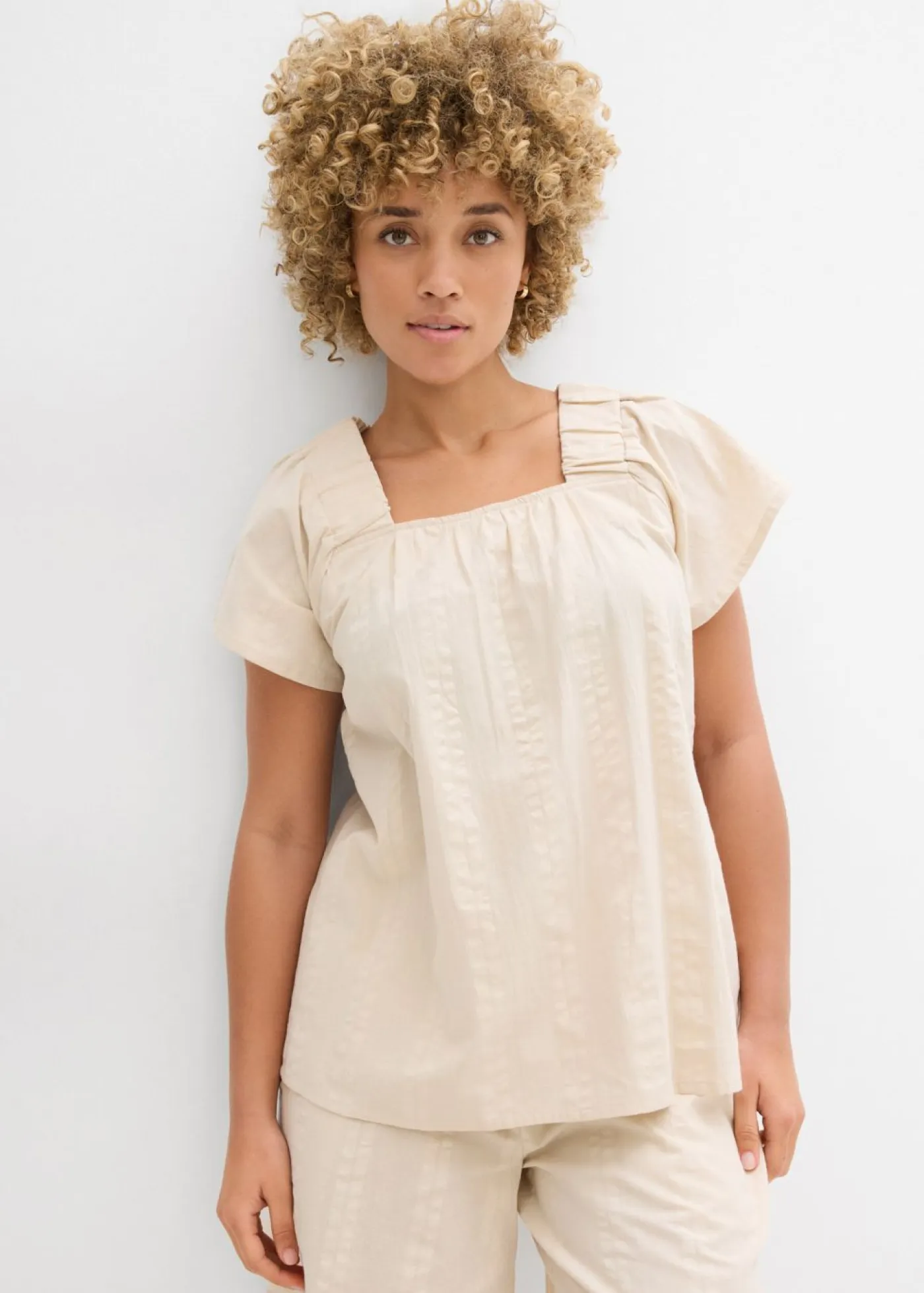 Blusa tipo túnica de milrayas de algodón Mujer Camisas Y Blusas