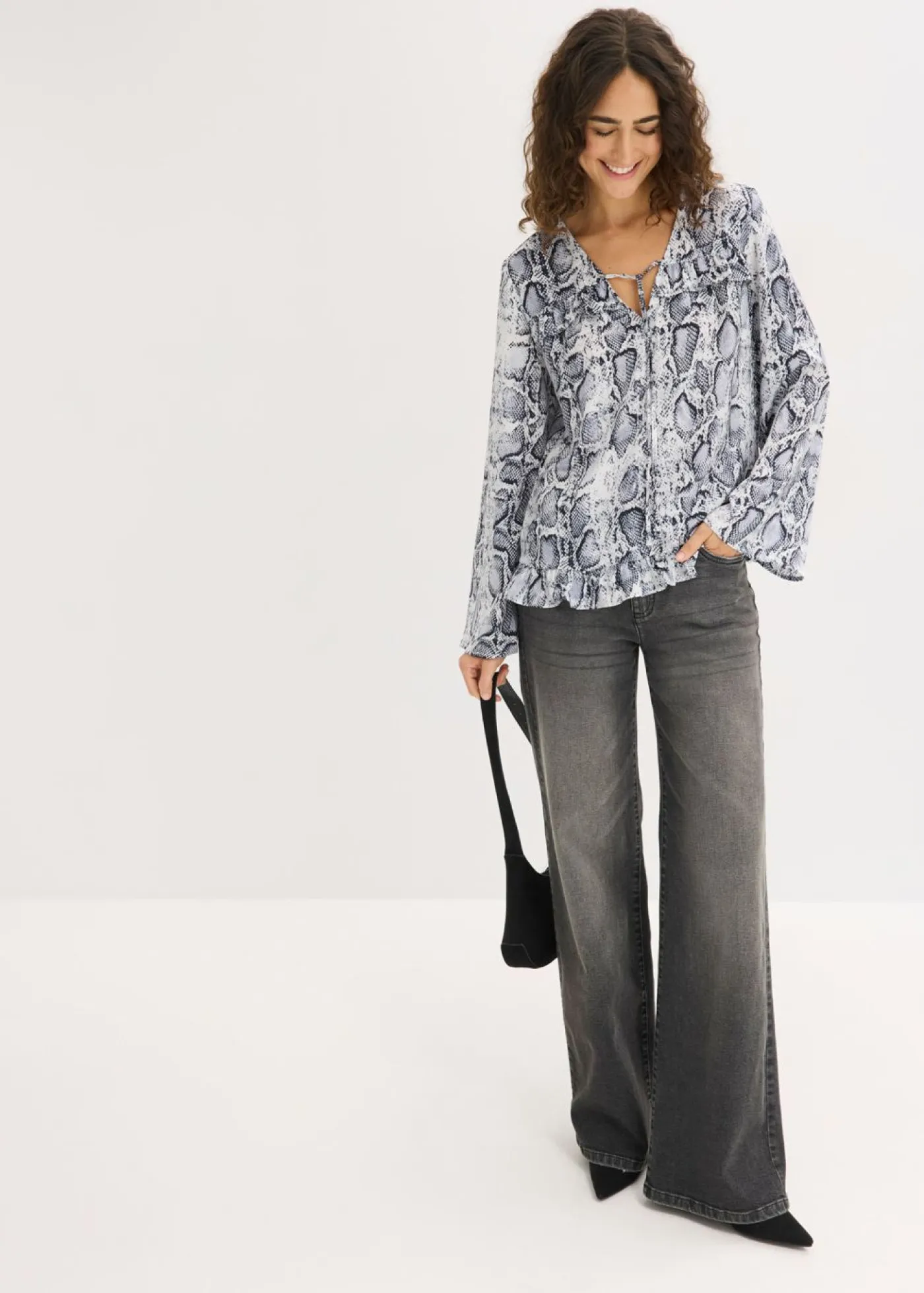 Clearance Blusa tipo túnica de satén vaporoso Mujer Camisas Y Blusas