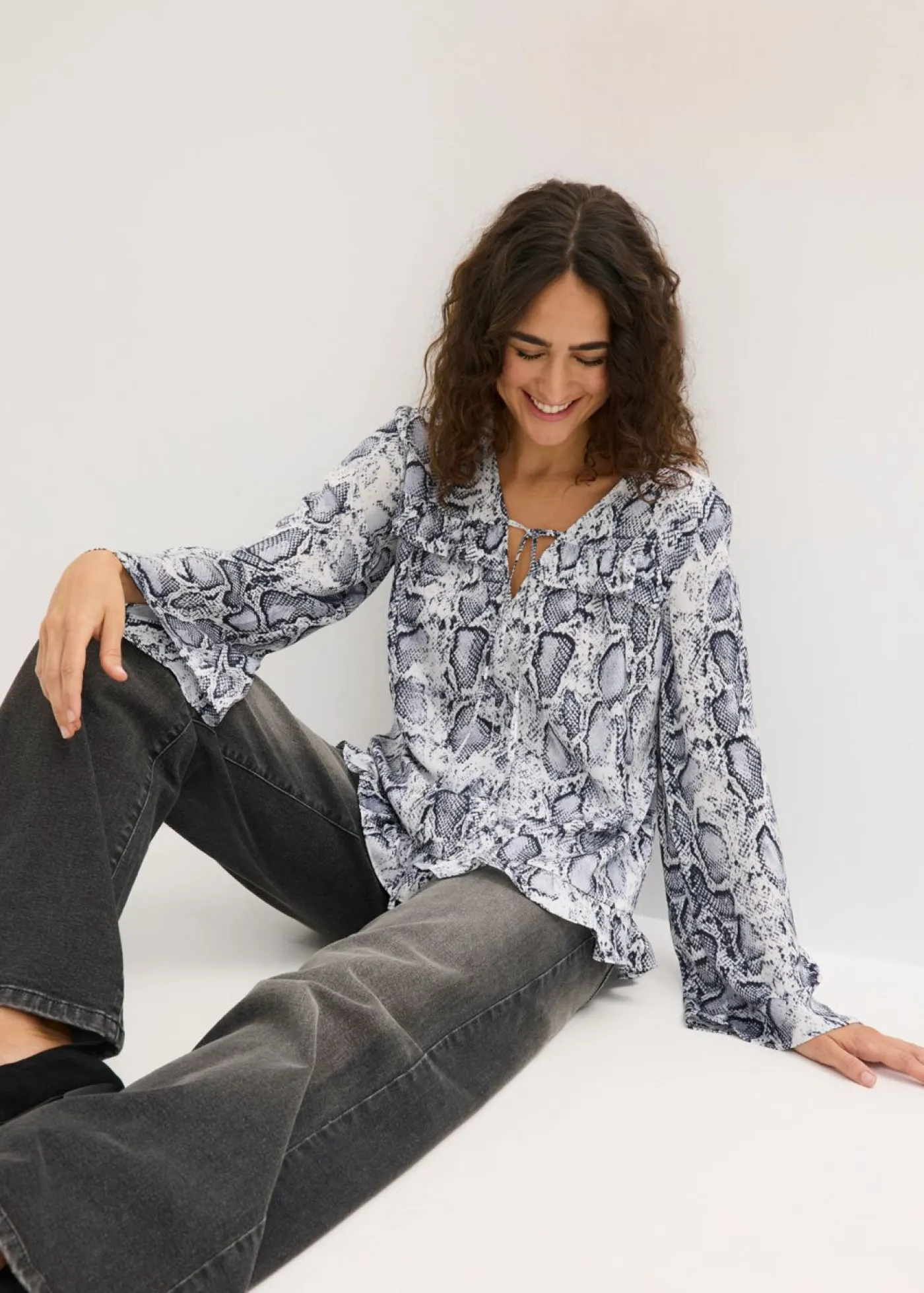 Clearance Blusa tipo túnica de satén vaporoso Mujer Camisas Y Blusas