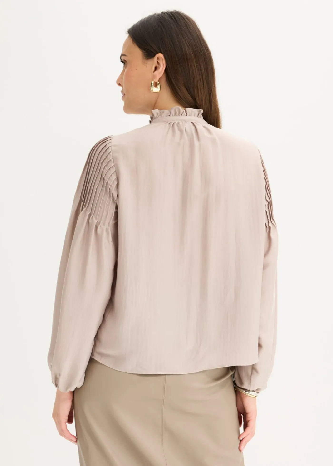New Blusa tipo túnica de satén brillante con ribetes Mujer Camisas Y Blusas