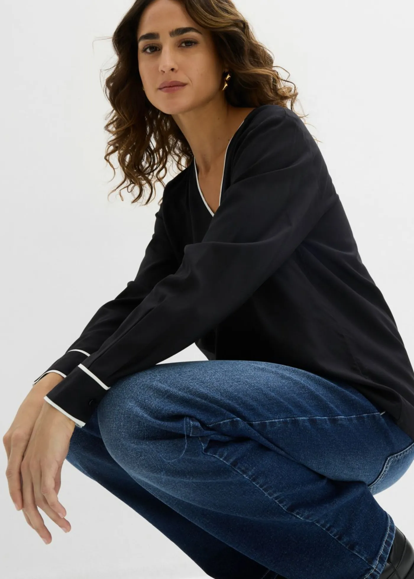 New Blusa tipo túnica de viscosa fluida Mujer Camisas Y Blusas