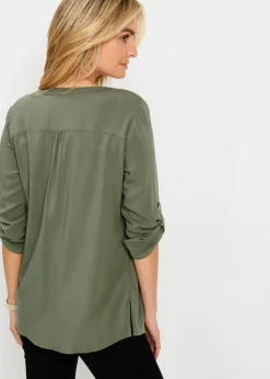 New Blusa tipo túnica de viscosa fluida Mujer Camisas Y Blusas