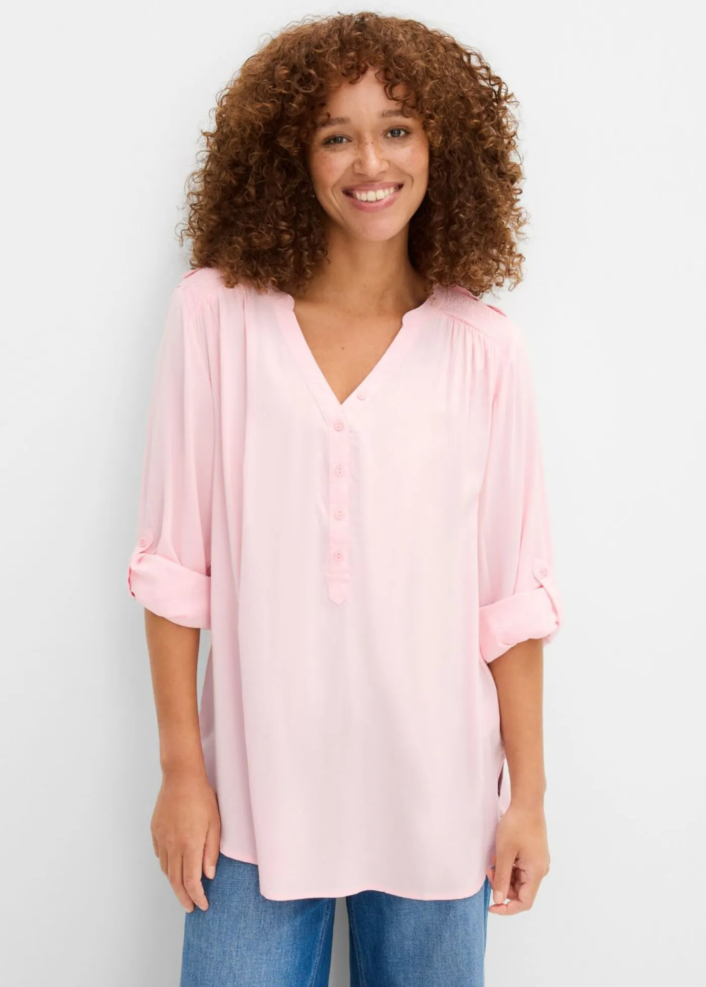 Sale Blusa tipo túnica de viscosa suave Mujer Camisas Y Blusas