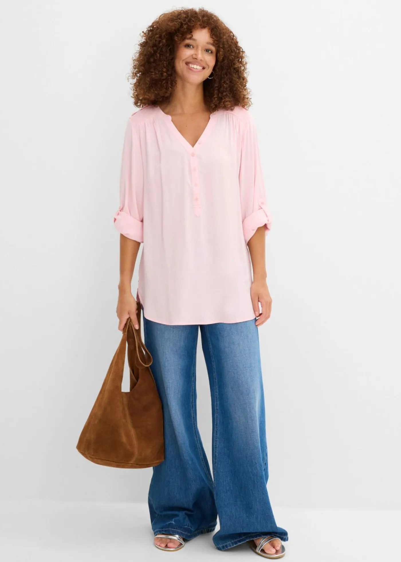 Sale Blusa tipo túnica de viscosa suave Mujer Camisas Y Blusas