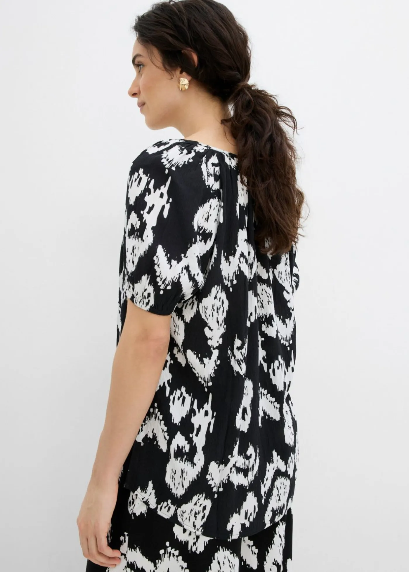 Best Blusa tipo túnica de viscosa arrugada Mujer Conjuntos De Ropa|Camisas Y Blusas