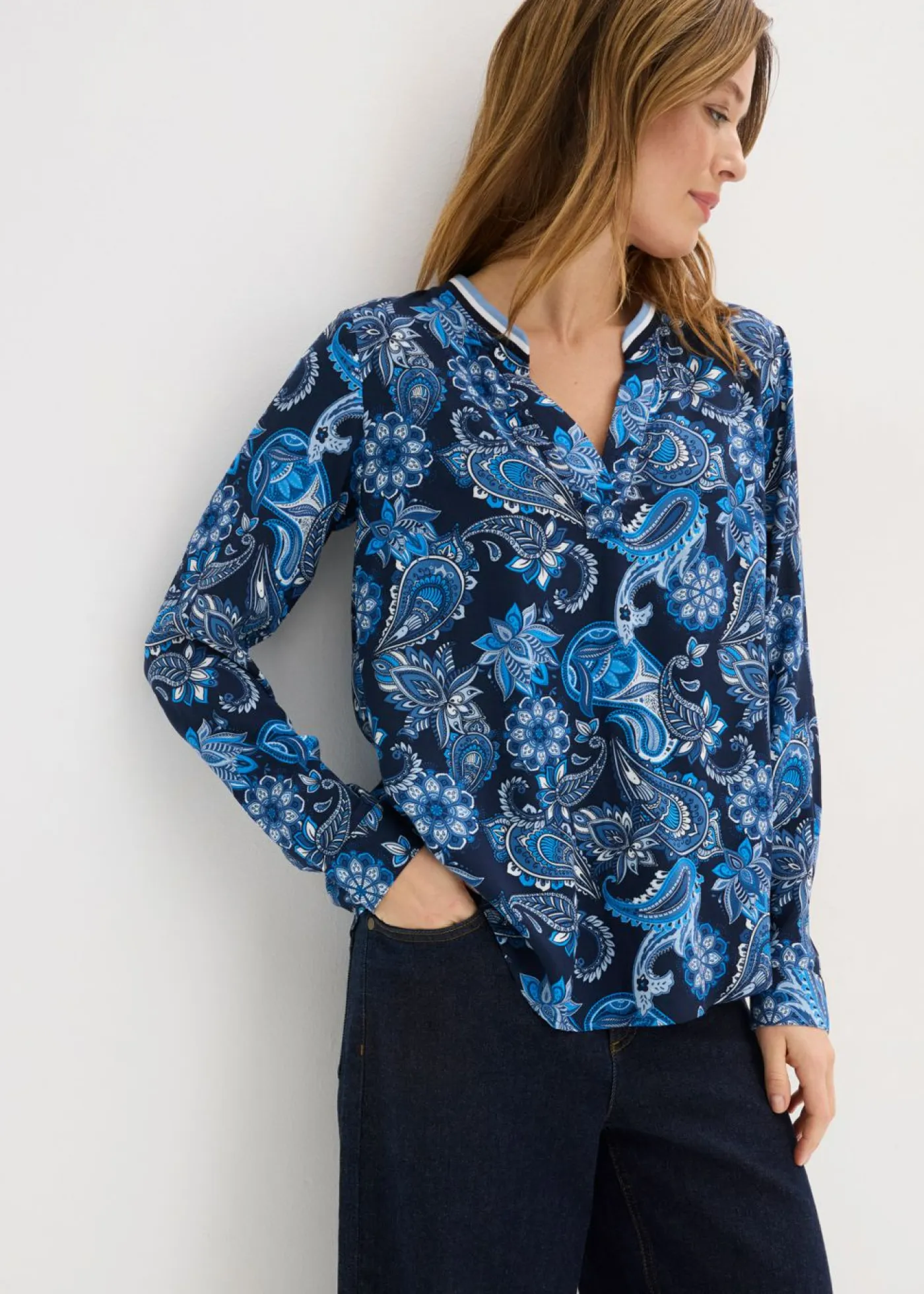 Blusa tipo túnica de viscosa fluida Mujer Camisas Y Blusas