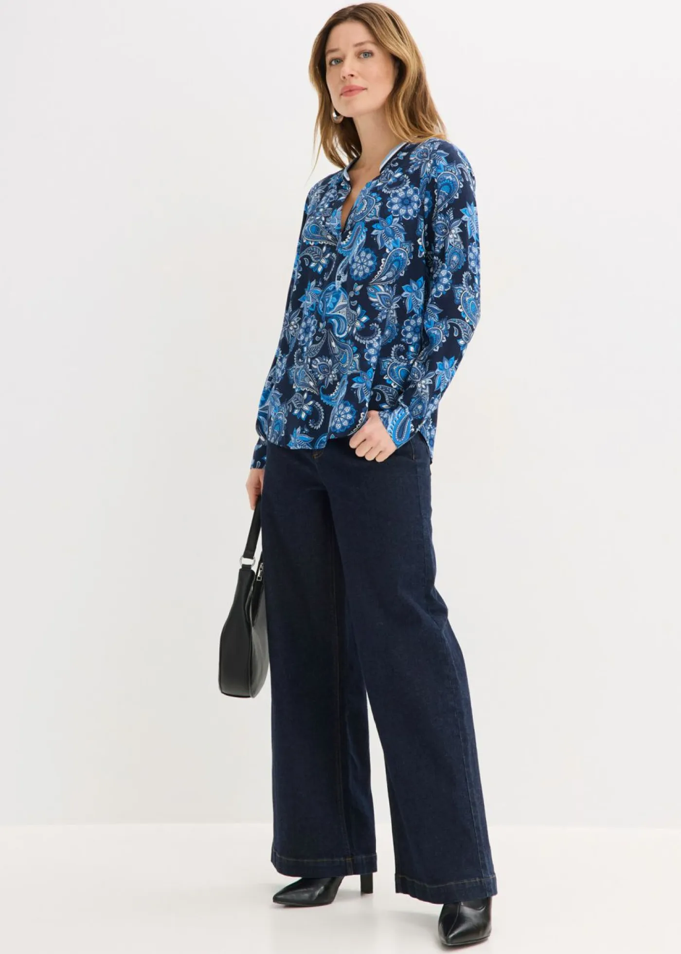Blusa tipo túnica de viscosa fluida Mujer Camisas Y Blusas