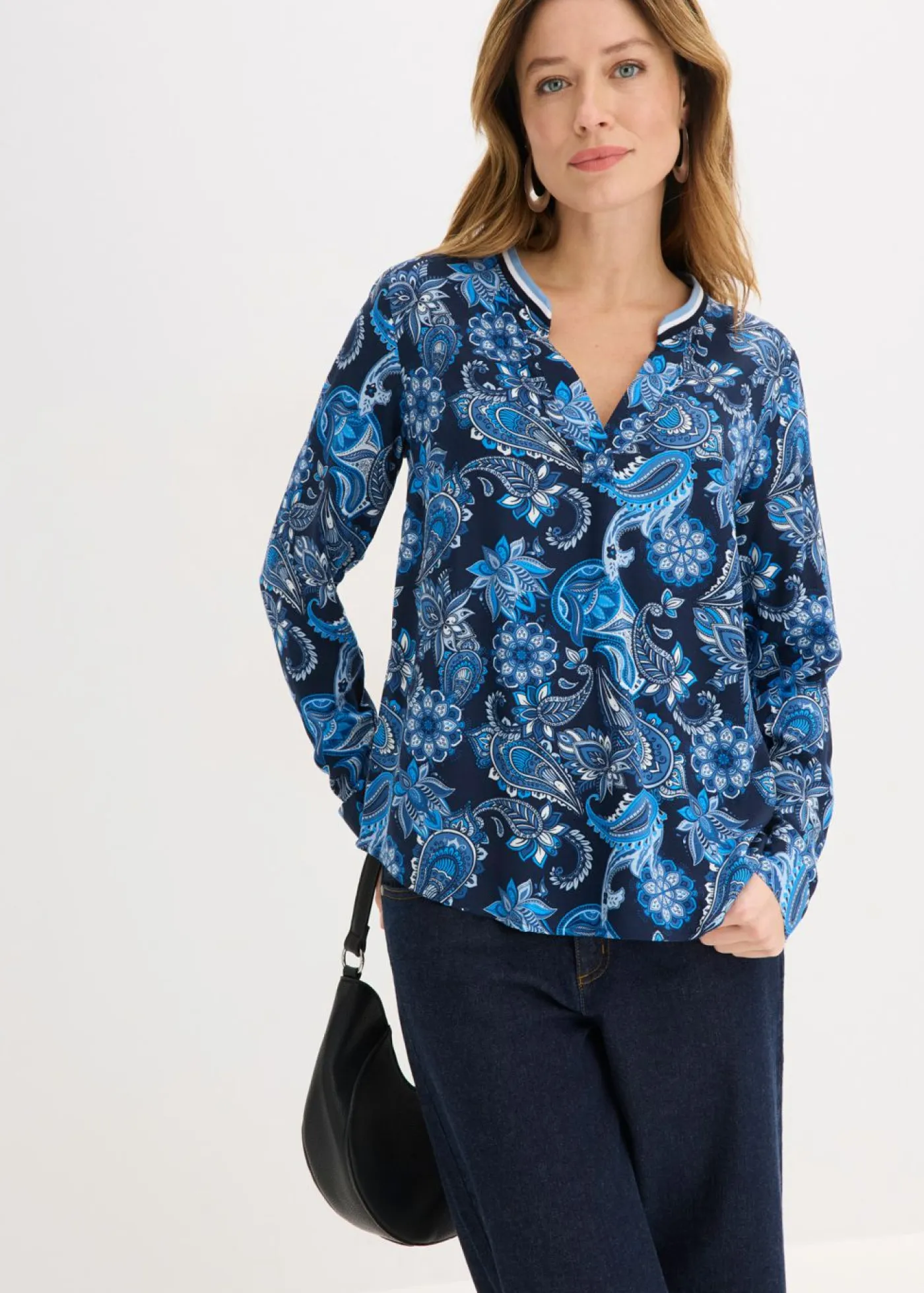 Blusa tipo túnica de viscosa fluida Mujer Camisas Y Blusas