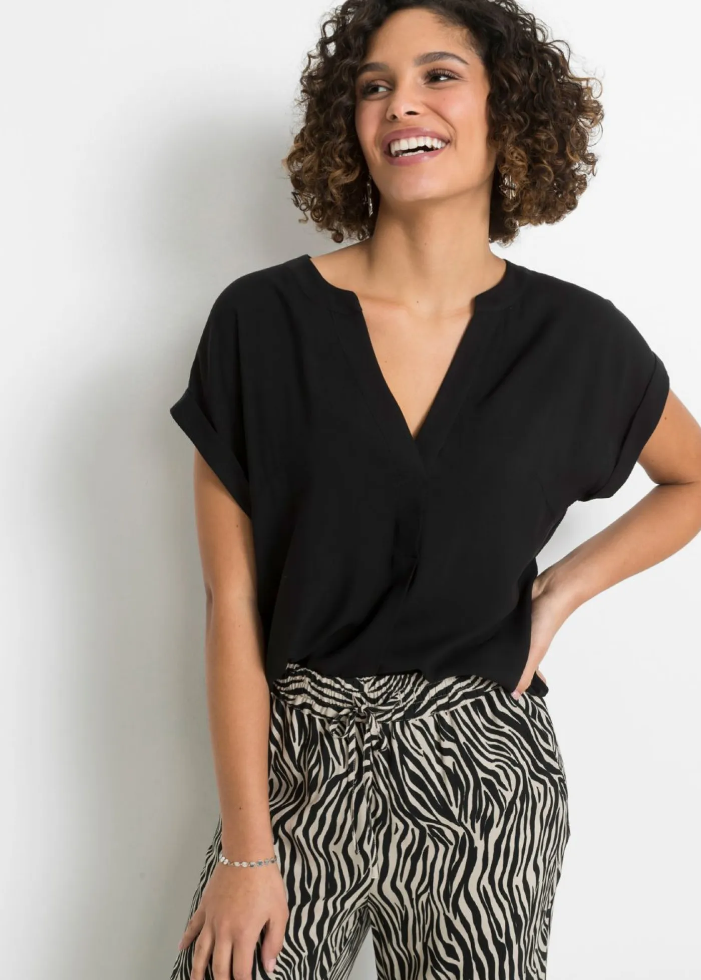 New Blusa tipo túnica de viscosa pura Mujer Camisas Y Blusas
