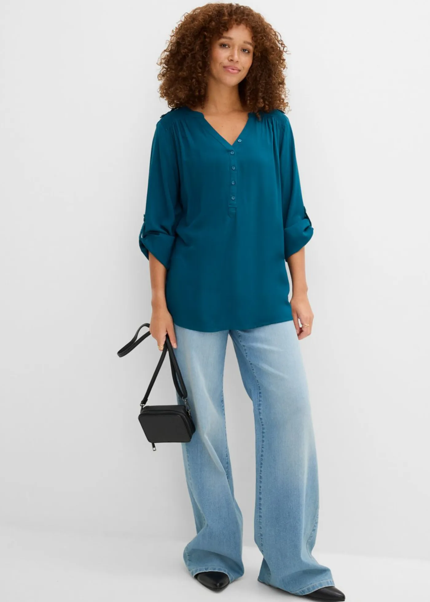 New Blusa tipo túnica de viscosa suave Mujer Camisas Y Blusas