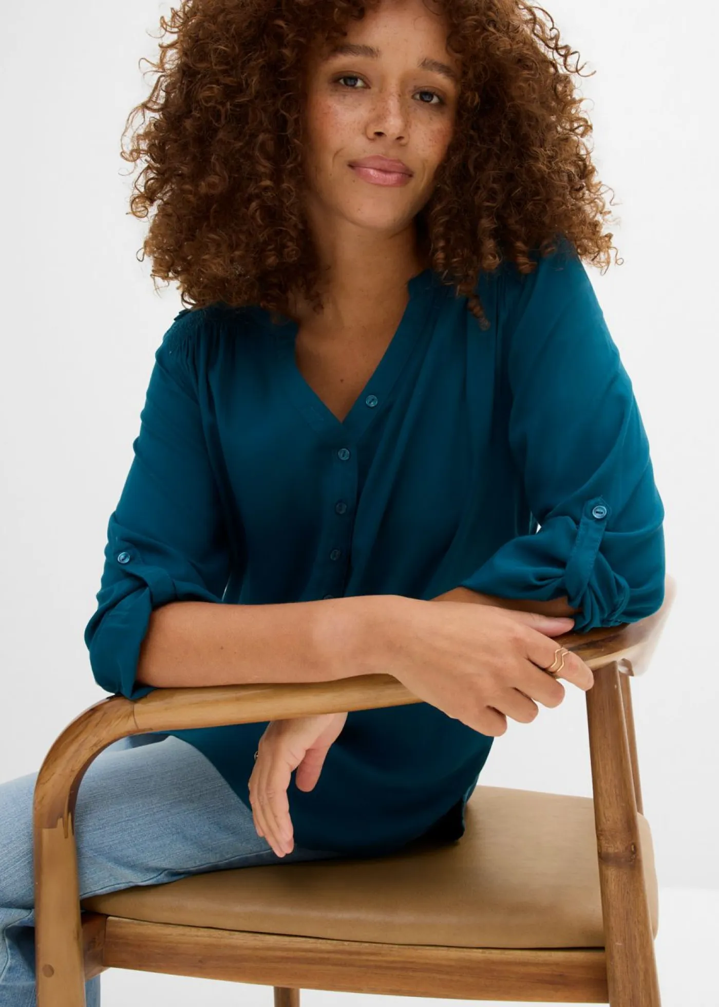 New Blusa tipo túnica de viscosa suave Mujer Camisas Y Blusas