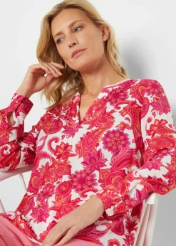 Hot Blusa tipo túnica de viscosa fluida Mujer Camisas Y Blusas
