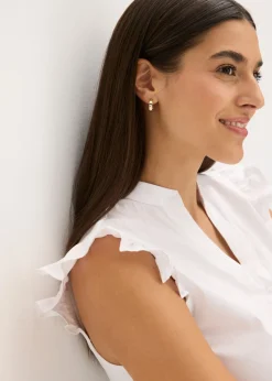 Clearance Blusa tirolesa con cuello alto y volantes en las mangas Mujer Camisas Y Blusas