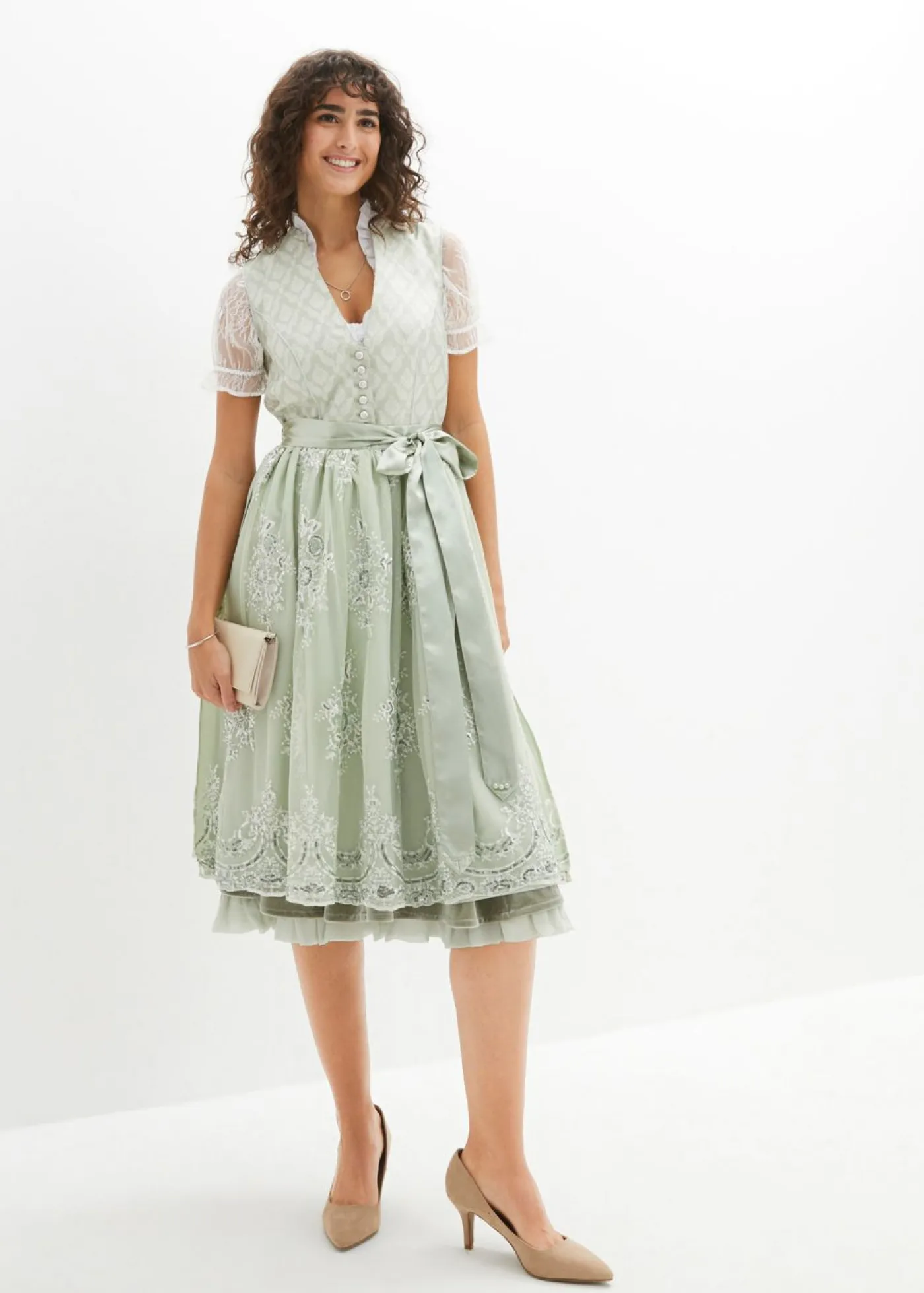 Online Blusa tirolesa con mangas de encaje Mujer Camisas Y Blusas