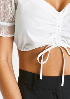 Online Blusa tirolesa con mangas de encaje Mujer Camisas Y Blusas