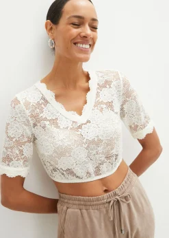 Sale Blusa tirolesa de encaje con botones Mujer Camisas Y Blusas