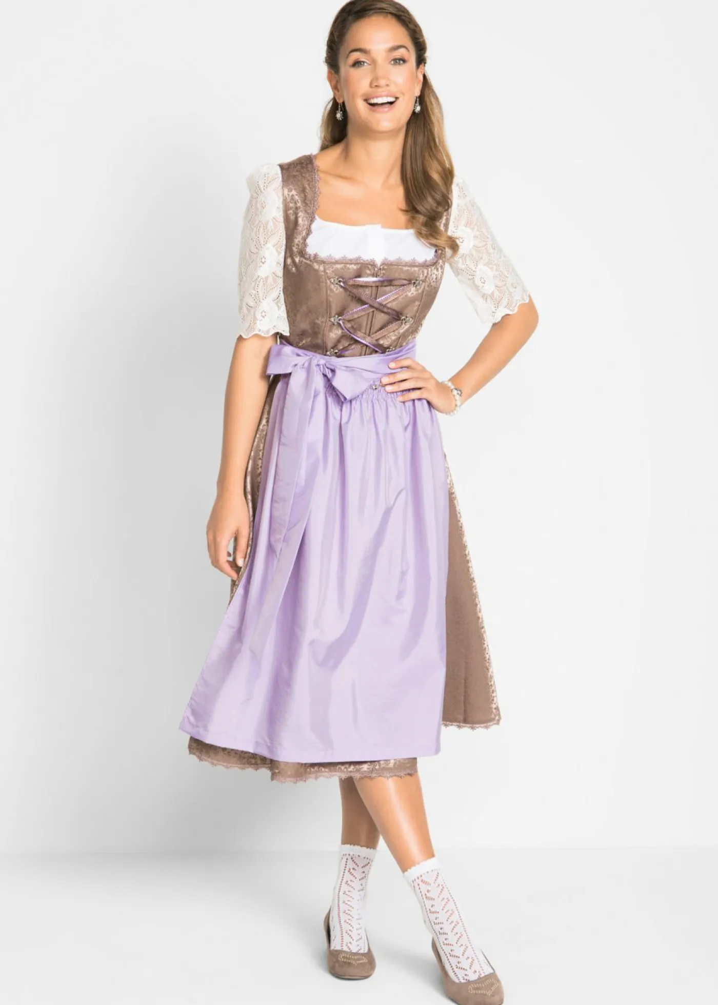 Blusa tradicional con manga de encaje Mujer Camisas Y Blusas