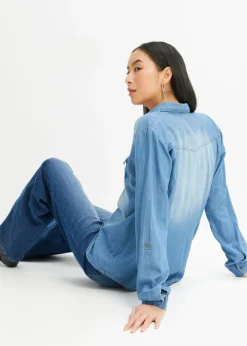 Sale Blusa vaquera con cierres a presión Mujer Camisas Y Blusas
