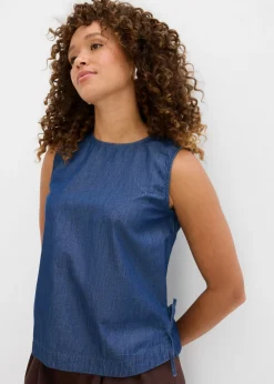 Outlet Blusa vaquera de algodón orgánico Mujer Camisas Y Blusas|Camisetas