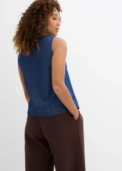 Outlet Blusa vaquera de algodón orgánico Mujer Camisas Y Blusas|Camisetas