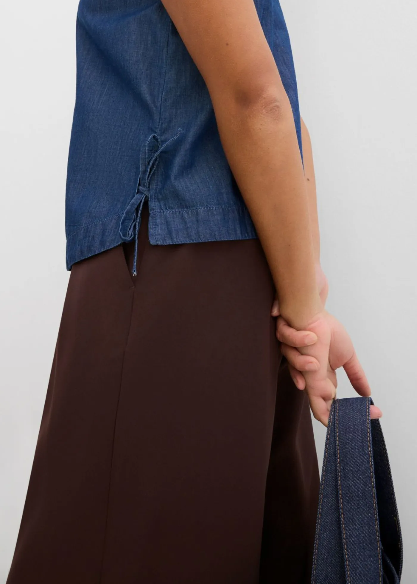 Outlet Blusa vaquera de algodón orgánico Mujer Camisas Y Blusas|Camisetas