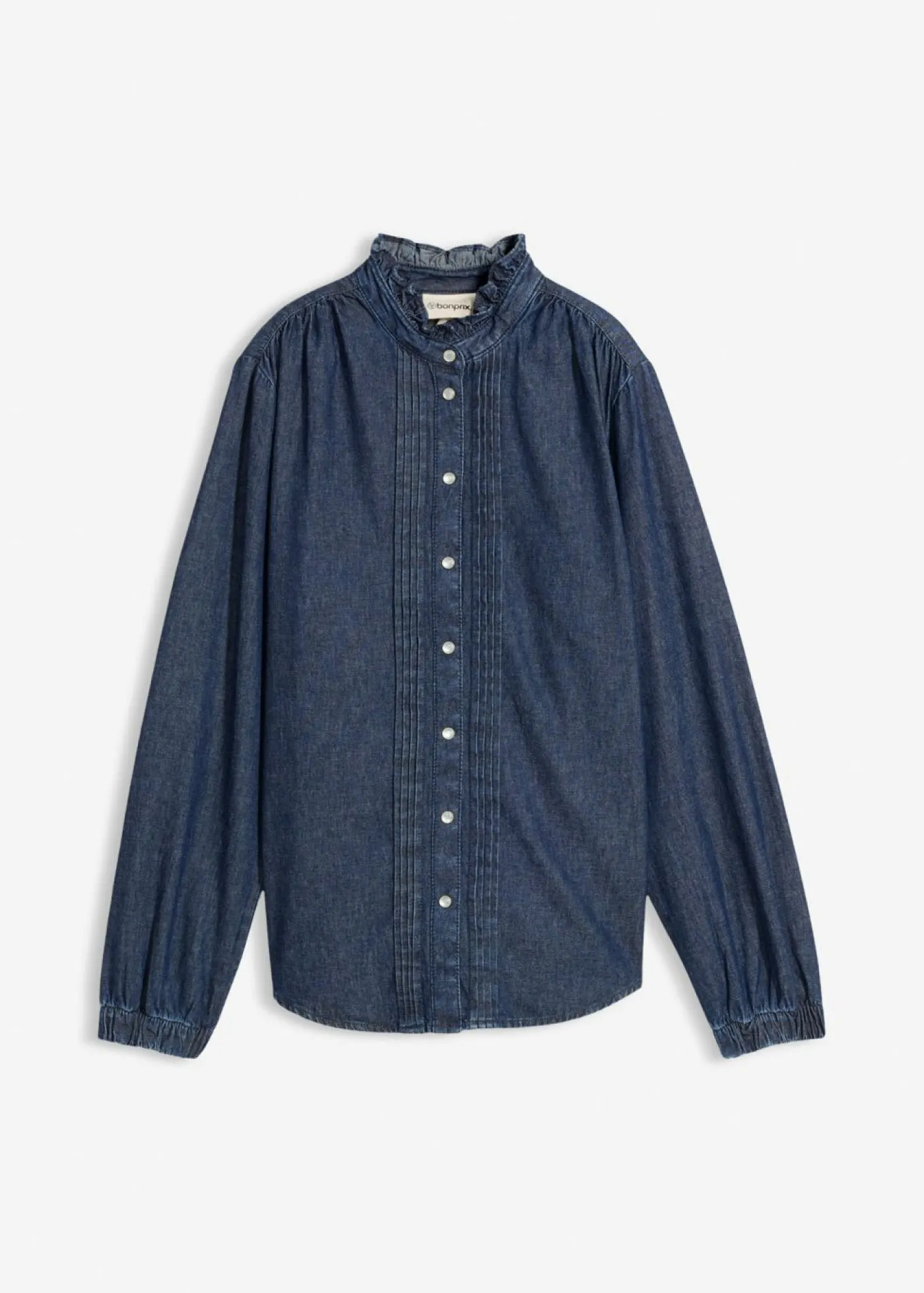 Hot Blusa vaquera de algodón orgánico con volantes Mujer Camisas Y Blusas