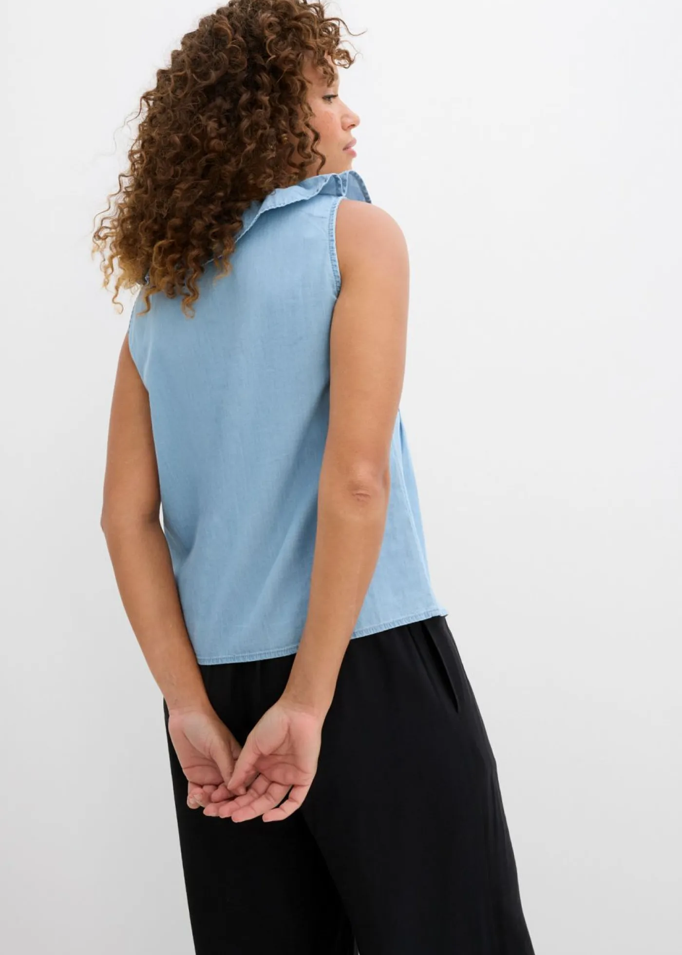 Blusa vaquera de algodón orgánico Mujer Camisas Y Blusas|Camisetas