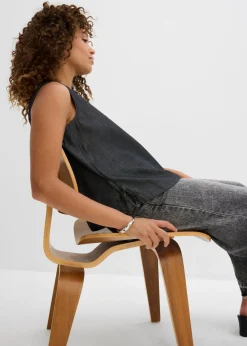 New Blusa vaquera de algodón orgánico Mujer Camisas Y Blusas|Camisetas